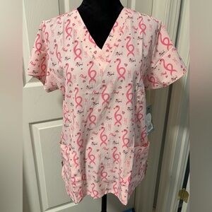 NWT Maevn Pink, Cure, Hope Breast Cancer Awareness Scrub Shirt